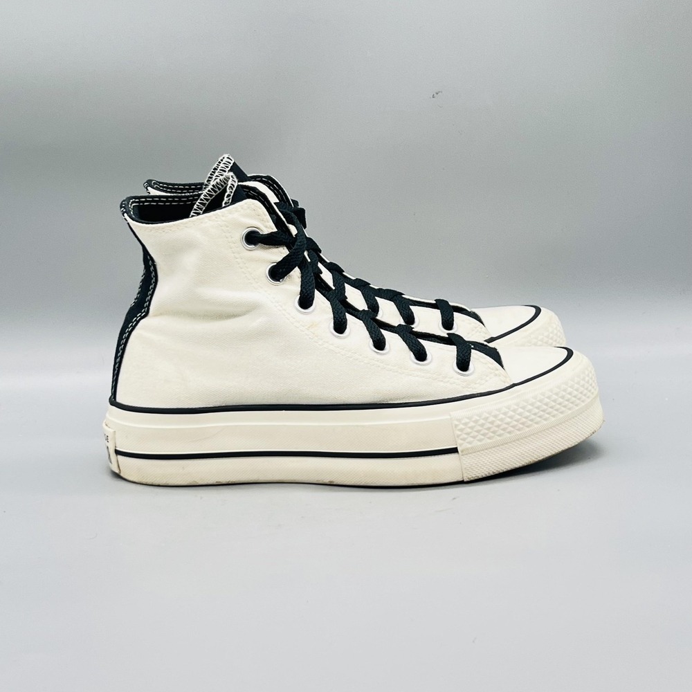 Converse High Top Sneakers Girls 4 White Platform Canvas Chuck Taylor All Star